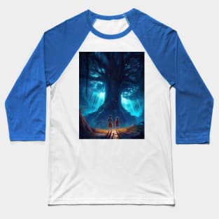 boy and girl standing under a beautiful fairy tale tree Baseball T-Shirt